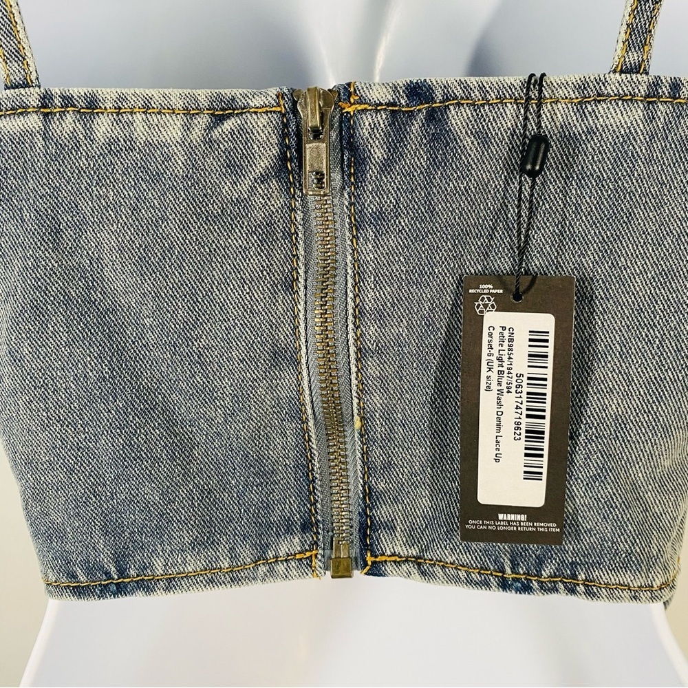 PrettyLittleThing Denim Lace-Up Tank Top - Picture 6 of 10